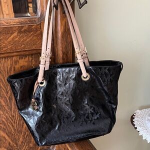 Michael Kors Black Tote with Blush Leather Straps